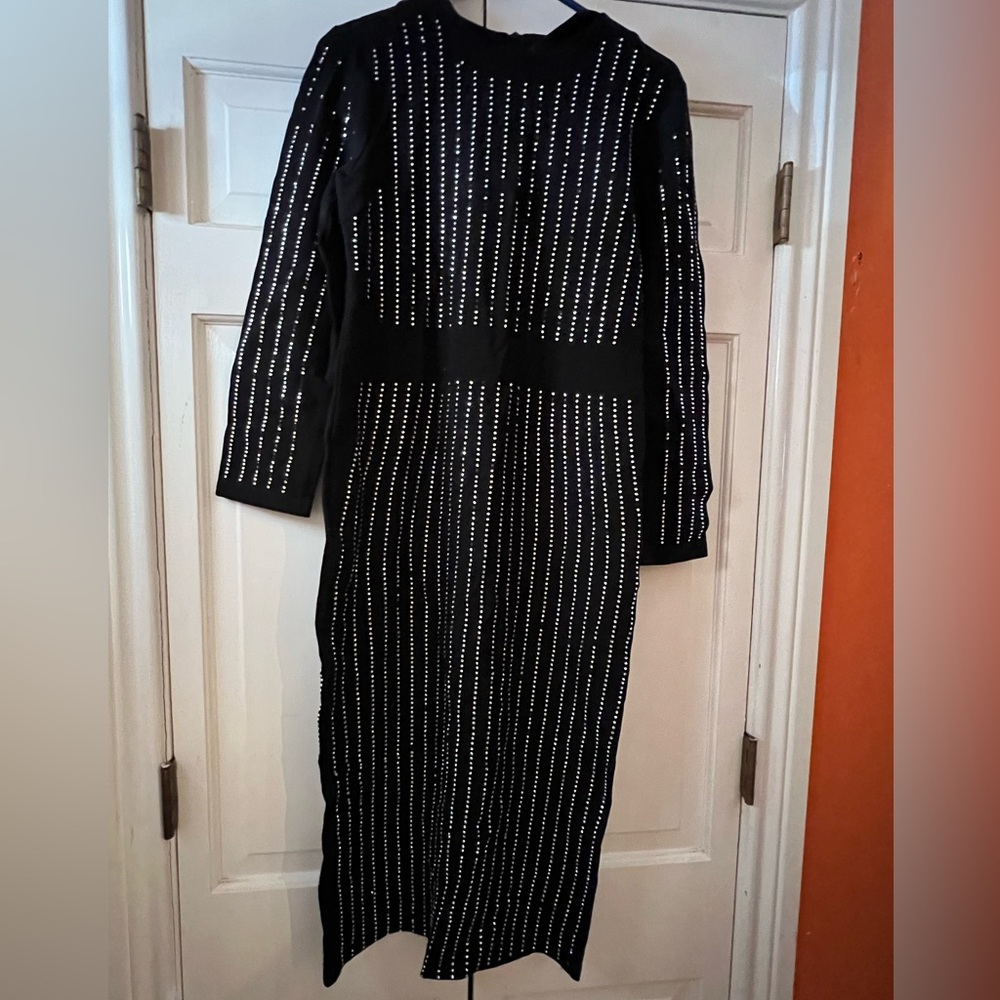 Elegant Black Dress with Studded Detail